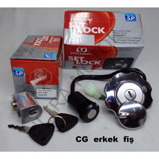 Honda CG 125 Kontak Seti (Kontak,Kilit,Depo Kapağı) Dişi Fiş