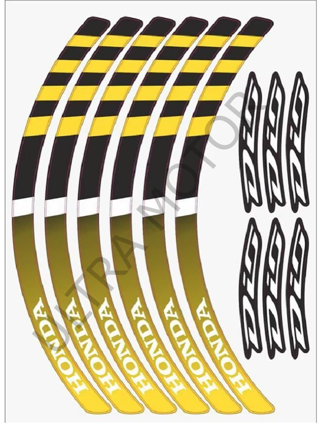 Honda DİO Uyumlu Sarı Reflektör Baskı 1 Set Jant Şeridi