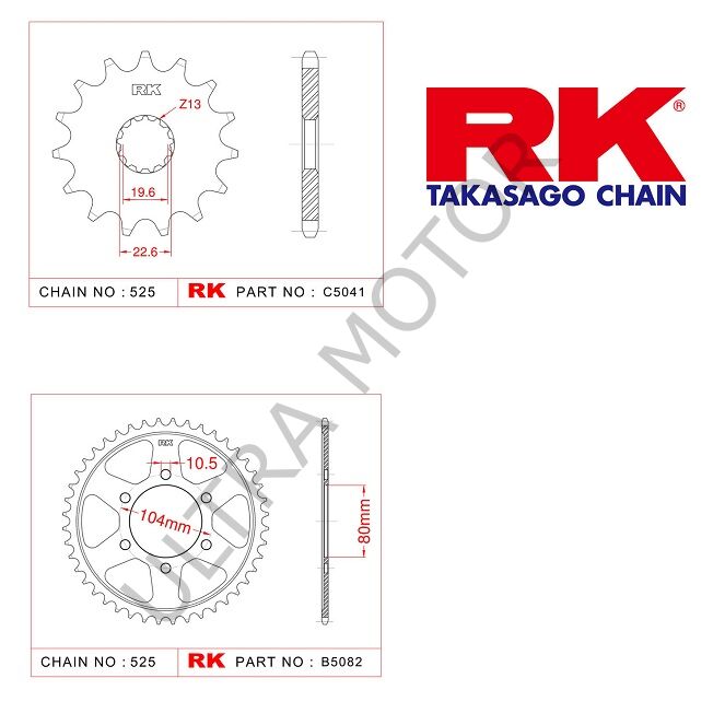 RK Kawasaki Zx 10 R 17/39T Ön Arka Dişli Set 525 04-05