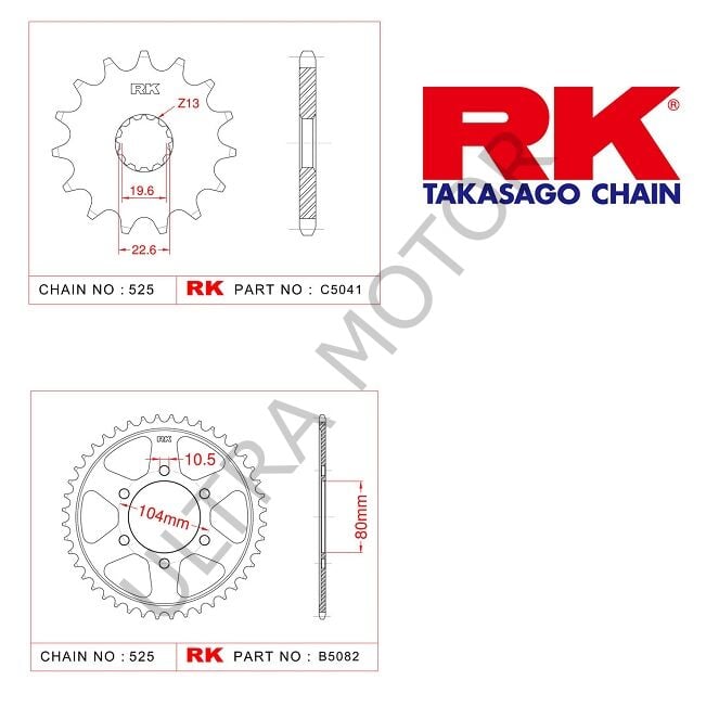 RK Kawasaki Zx 10 R 17/39T Ön Arka Dişli Set 525 04-05