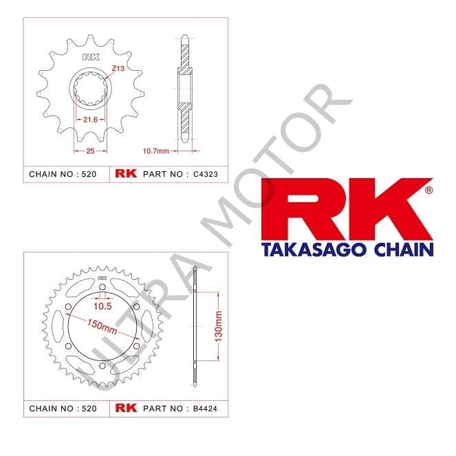 RK XJ 600 Diversion 16/46T Ön Arka Dişli Set 520 09-15