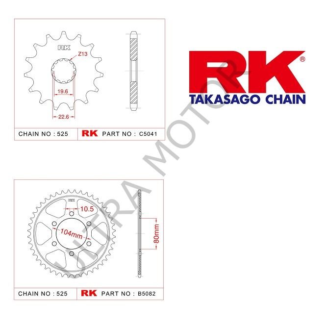 RK Kawasaki Zx 10 R 17/41T Ön Arka Dişli Set 525 08-10