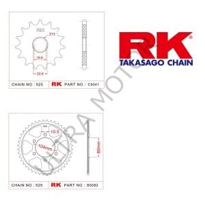 RK Kawasaki Zx 10 R 17/41T Ön Arka Dişli Set 525 08-10