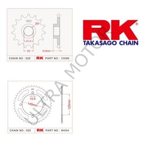 RK Yamaha Xt 600 E 14/43T Ön Arka Dişli Set 520