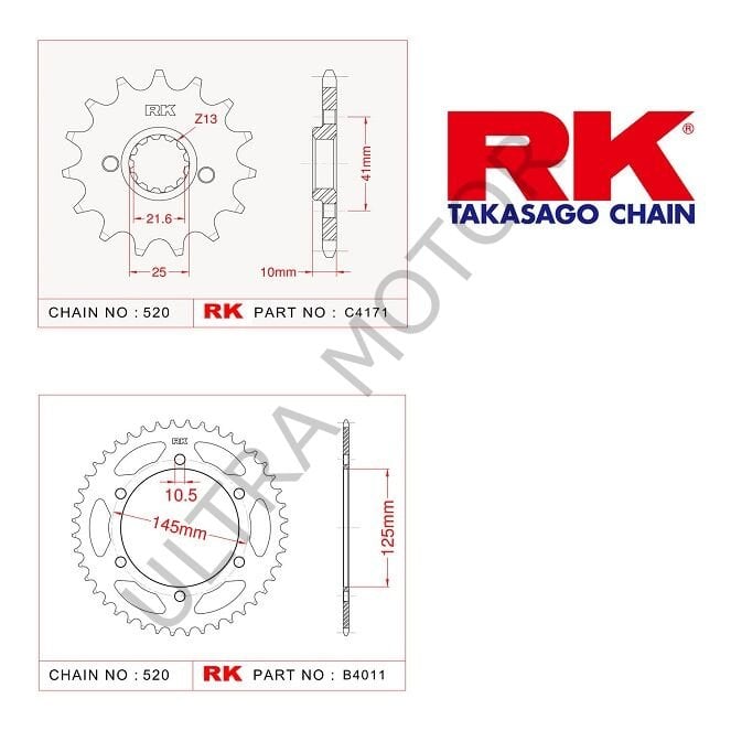 RK Yamaha Xt 660 X/R 15/45T Ön Arka Dişli Set 520 04-14