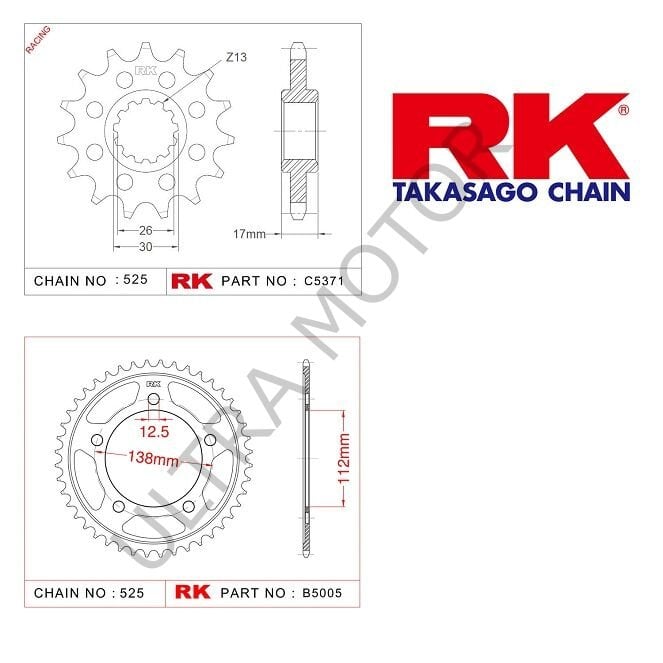 RK Honda CBR 600 F4 16/45T Ön Arka Dişli Set 525 99-00