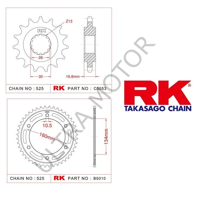 RK Honda CBR 600 F 16/45T Ön Arka Dişli Set 525 01-07