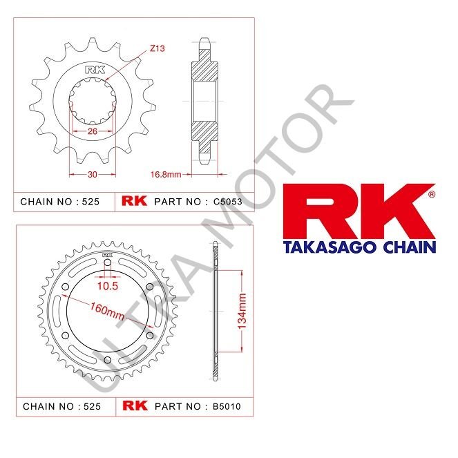 RK Honda CBR 600 F 16/45T Ön Arka Dişli Set 525 01-07