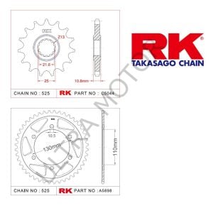 RK Yamaha YZF-R6 16/45T Ön Arka Dişli Set 525 06-20