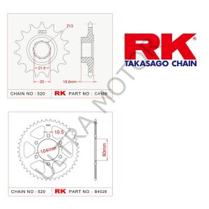 RK Kawasaki ZR 750 16/45T Ön Arka Dişli Set 04-11