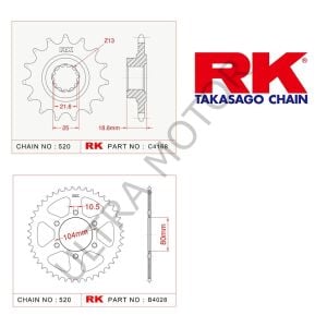 RK Kawasaki ZR 750 16/45T Ön Arka Dişli Set 04-11