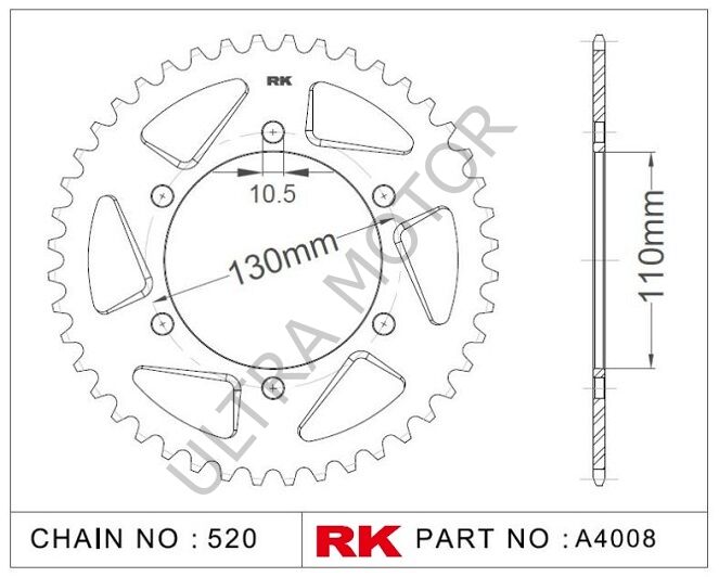 RK A4008-48-0A Aluminyum Arka Dişli