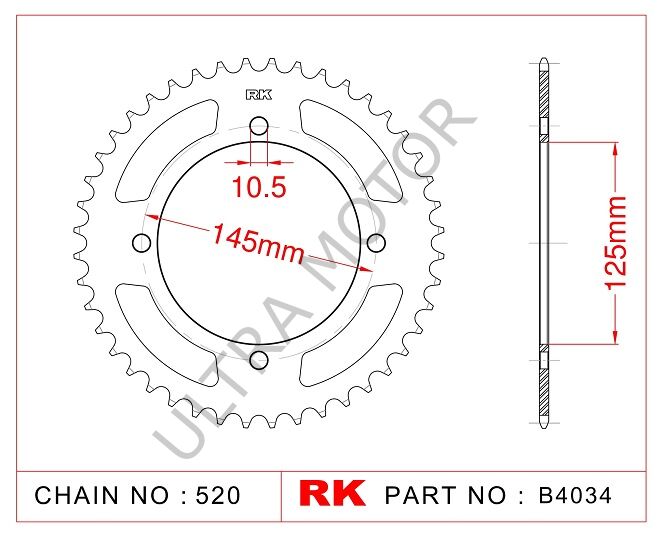 RK B4034-45 Çelik Arka Dişli