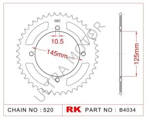 RK B4034-45 Çelik Arka Dişli