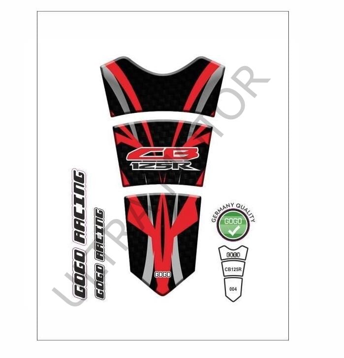 Honda CB 125 R Siyah-Kırmızı-Gri Tank Pad