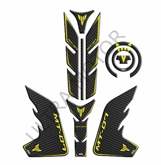 Yamaha MT-07 2018-2020 Sarı-Siyah Tank Pad Set