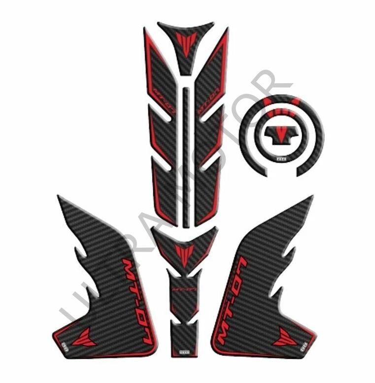 Yamaha MT-07 2018-2020 Kırmızı-Siyah Tank Pad Set