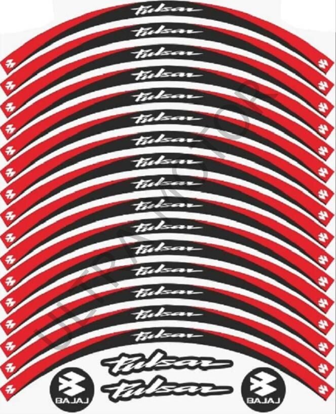 Bajaj Pulsar Kırmızı-Siyah Reflektör Baskı 1 Set Jant Şeridi