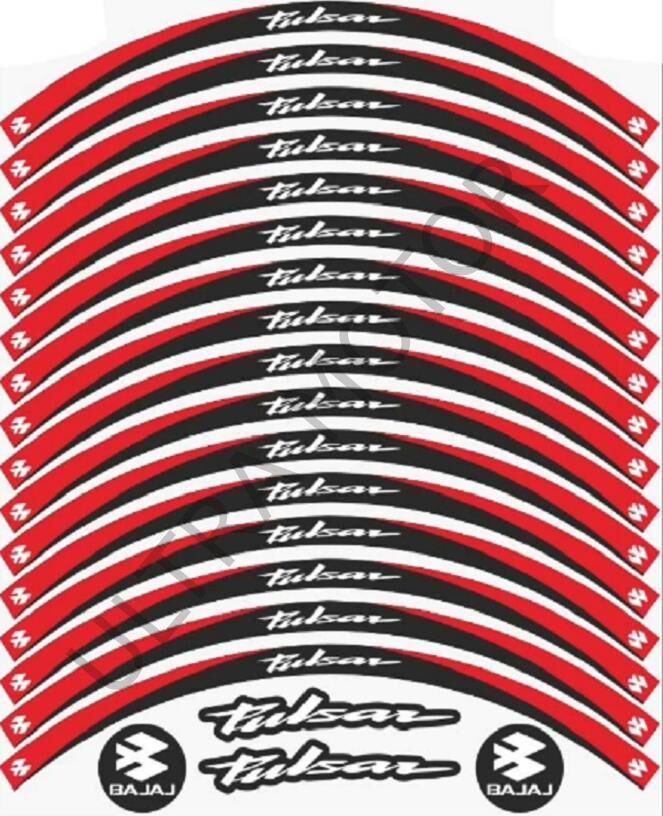 Bajaj Pulsar Kırmızı-Siyah Reflektör Baskı 1 Set Jant Şeridi
