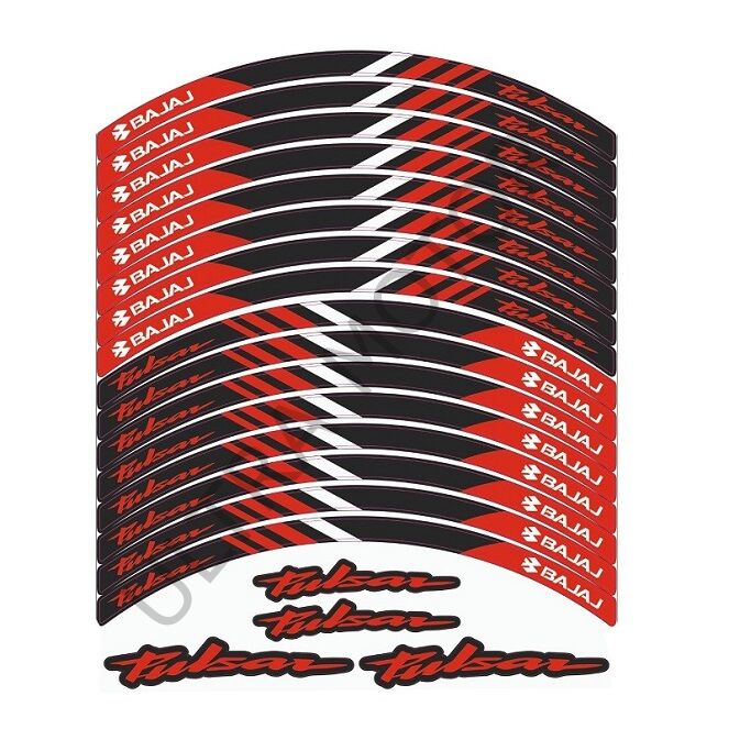 Bajaj Pulsar Kırmızı-Beyaz-Siyah Reflektör Baskı Jant Şeridi