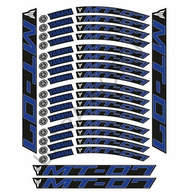 Yamaha MT-07 Uyumlu Mavi Baskı 1 Set Jant Şeridi