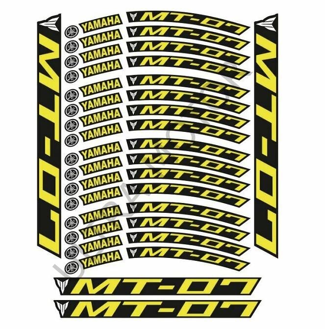 Yamaha MT-07 Uyumlu Florasan Sarı Baskı 1 Set Jant Şeridi