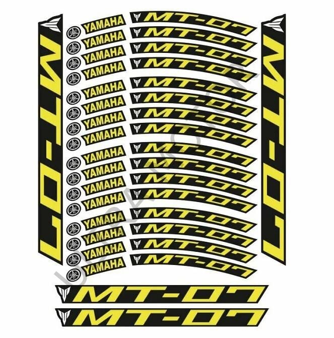 Yamaha MT-07 Uyumlu Florasan Sarı Baskı 1 Set Jant Şeridi