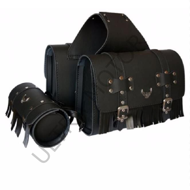 Chopper Deri Yan Heybe Çanta Siyah (Sosis Çanta Hediyeli)