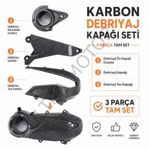 PH-678 Honda PCX 2021-2026 Uyumlu Camlı Debriyaj Kapağı Seti Karbon