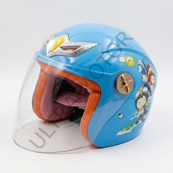 Çene Açık Çocuk Kask Mavi