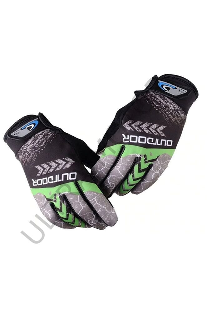 Outdoor Mtb Mevsimlik Tam Parmak Eldiven Yeşil
