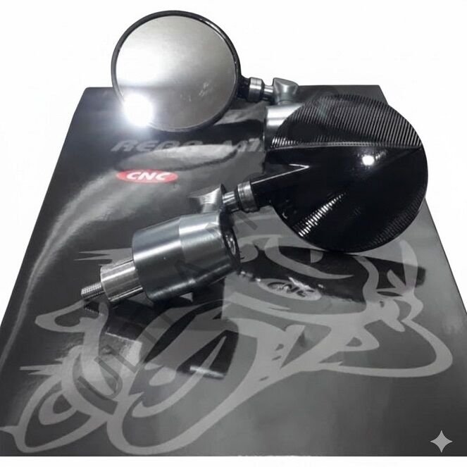 SA 06  CNC Siyah Cafe Racer Ayna Takım Füme Cam