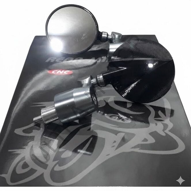 SA 06  CNC Siyah Cafe Racer Ayna Takım Füme Cam